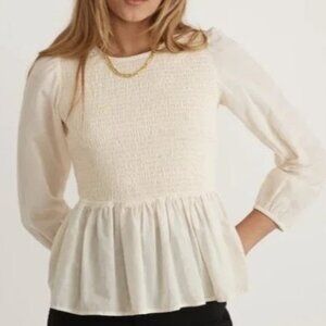Marine Layer Blouse Gabrielle Smocked Peplum Top Size S Bohemian Whimsical